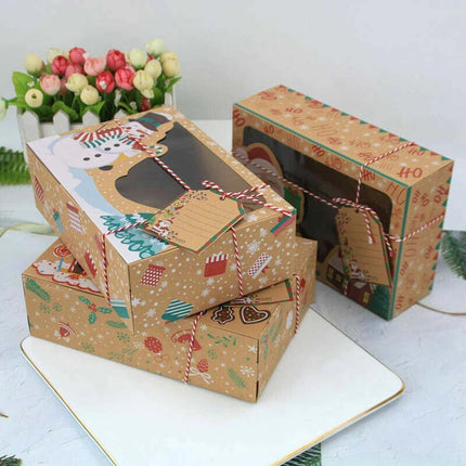 12pcs Christmas Candy Cookie Boxes Bakery Gift Boxes Cupcake Muffin Cake Box