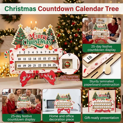 Christmas Advent Calendar Laminated Cardboard Wall Hanging Gift Box 25 Day 1pc