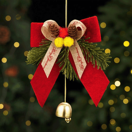 PVC Pine Needle Pinecone Christmas Bowknot Bell Pendant Bedroom