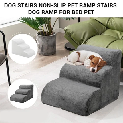 3 Tiers Foam Dog Ramp/Step/Stair Non-Slip Dog Steps Set for High Beds Or Couches