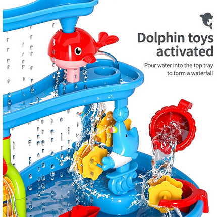 3-Tier Outdoor Sand & Water Activity Table, Beach Table Toys for Home Patio Gift