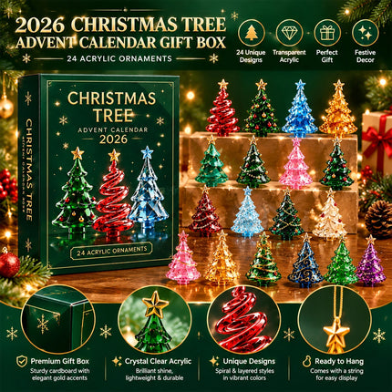 2026 Christmas Tree Advent Calendar 24-Day Christmas Countdown Calendar Ornament