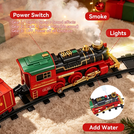 Battery Operated Toy Train With Light & Sound Around Christmas Tree Track Set
