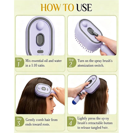 Purple Electric Scalp Massage Comb Red Light Hair Care Brush Rechargeable Head Massager