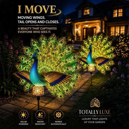 Resin Solar Garden Lights Waterproof Solar LED Peacock Figurine Light Patio