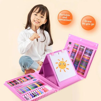208PCS   Art Set Box Case Paint Draw Drawing Colour Pencils Pastels Gift Kit