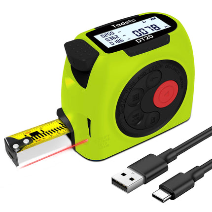 2-in-1 Digital Tape Measure 40m Rechargeable Precision Measuring Tool Unit Switch