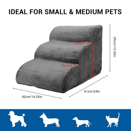 3 Tiers Foam Dog Ramp/Step/Stair Non-Slip Dog Steps Set for High Beds Or Couches