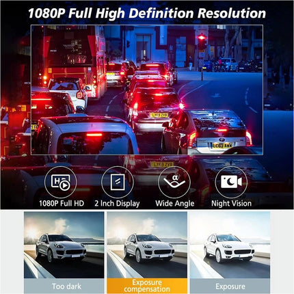 1080P 3 Channel Front Rear And Inside Dash Cam Night Vision G-Sensor APP Control