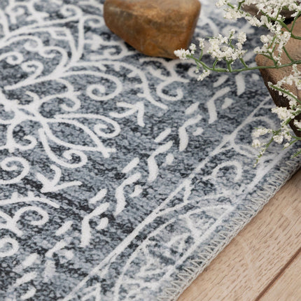 Extra Large Silver Grey Paisley Persian Style Rug, Indoor Household Floor Carpet