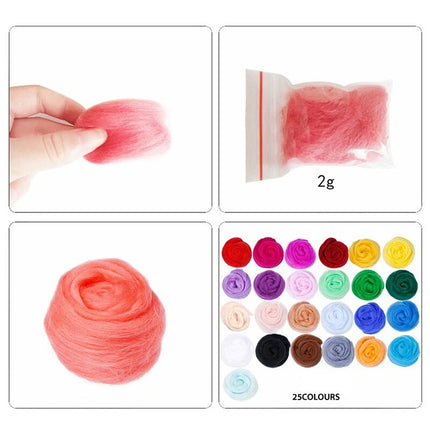 25Color Needle Felting Kit Multi Colour Mat for DIY Craft Art Projects Starter Set