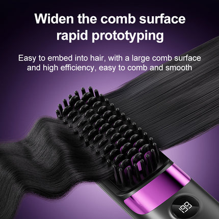 Cordless Mini Hair Straightening & Curling Brush with Negative Ions - USB Rechargeable Portable Styling Comb