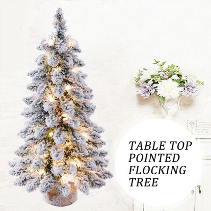 Tabletop Small Christmas Tree With Snow LED Lights Xmas Ornament Decoration