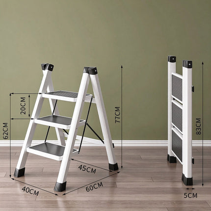 330Lbs Capacity 3 Step Folding Step Ladder Anti Slip Portable Step Stool for Adult Home Closet