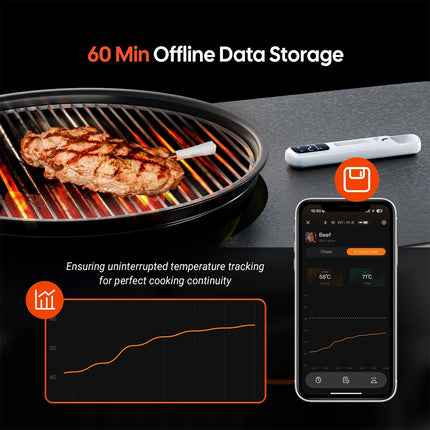 Mini Wireless Bluetooth Meat Thermometer for BBQ Grill Oven Smoker IP67