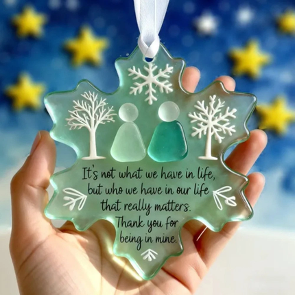 Snowflake Shaped Sea Glass Friendship Ornament Christmas Decoration Gifts