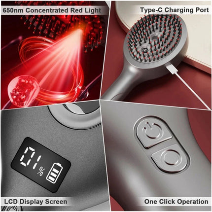 Electric Scalp Massage Comb Hair Growth, Red Light Therapy Brush Head Massager