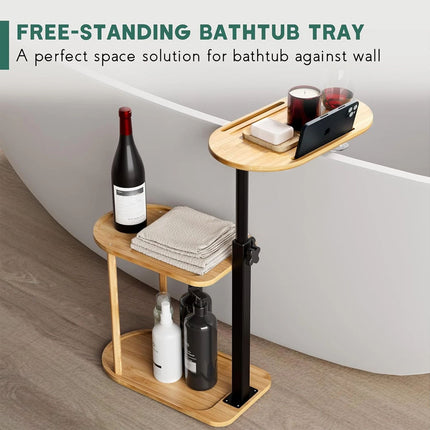 Bamboo Shower Shelf Bathroom Rack Storage Organiser Caddy 3 Tier 360° Rotating