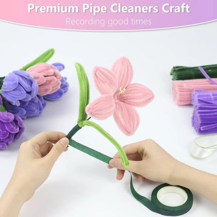 500 Pipe Cleaners Chenille Sticks Stem Assorted Plain Colours Craft 30cm