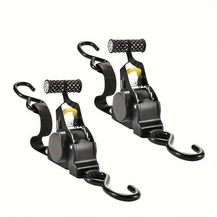 2PCS Automatic Retractable Ratchet Tie-Down Straps Self Retracting Straps