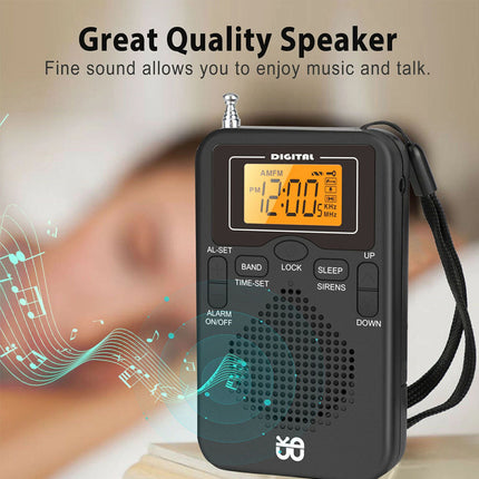 Portable Pocket Digital LCD AM FM Radio Battery Powered Receiver Speaker