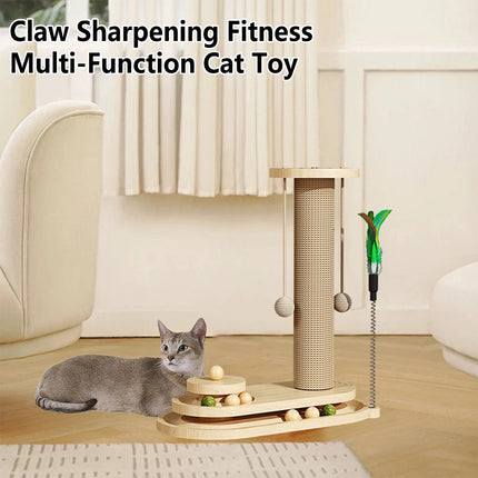 Cat Scratcher Board Oval Turntable Toy Scratching Post Interactive Pet Furniture