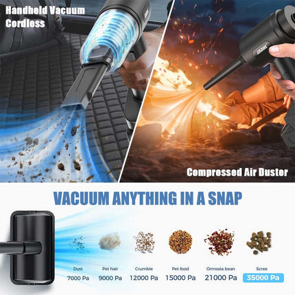 High Power 35000 PA Suction Blower Cordless Handheld Vacuum Cleaner for Home Car Brushless-Black