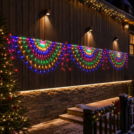 3M Solar Peacock String Net Lights Multicolour Christmas Mesh Curtain Lights Outdoor Garden Decor