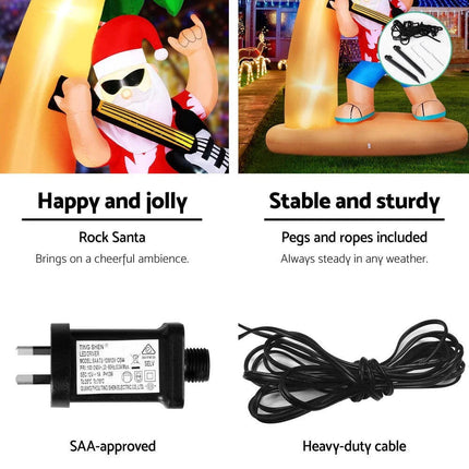 Christmas Inflatable Santa Guitar 2.1M Led Illuminated Decorations