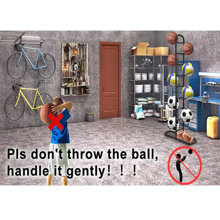 Ball  Rack Basketball Holder Garage Sports Organizer 9-Ball Display Stand