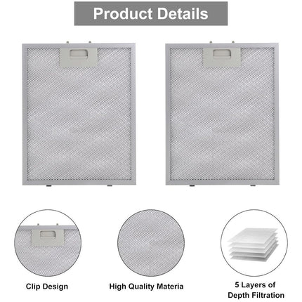 2x Filter For Range Hood Aluminized Grease Parts Replacement Silver 320X260x9mm