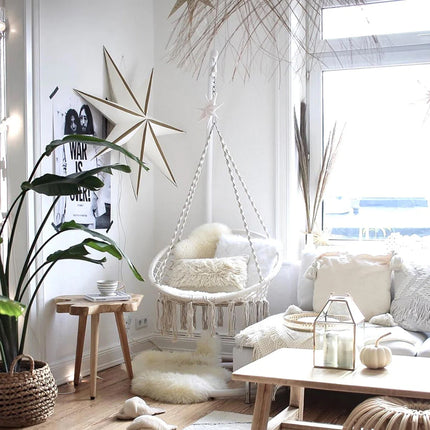 Hammock Chair Macrame Cotton Swing Bed Relax Indoor Outdoor Hanging Garden