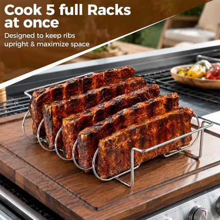 1/2PCS Rib Rack for Smoking and Grilling, Holds 6 Full Racks, Rust-Resistant