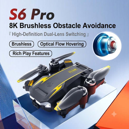 8K Camera Foldable Drone with Obstacle Avoidance and 3 Batteries - Black