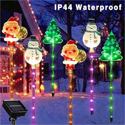 6PCS Solar Star Snowflake Lawn Stake Lights for Christmas Outdoor Yard Decor