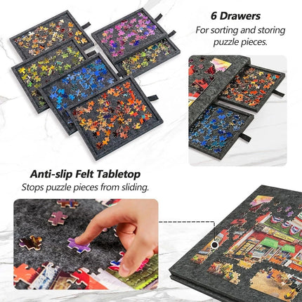 Jigsaw Puzzle Board Portable Felt Puzzle Plateau 6 Drawers Puzzle Table 1000 X