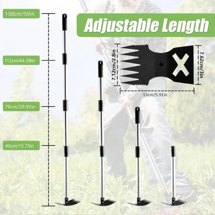 59" Manual Weed Remover Tool 2 in 1 Hand Weed Rake and Garden Hoe for Gardening