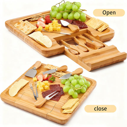 Bamboo Cheese Board & Knife Set - Image 2