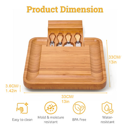 Bamboo Cheese Board & Knife Set - Image 5