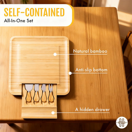 Bamboo Cheese Board & Knife Set - Image 6