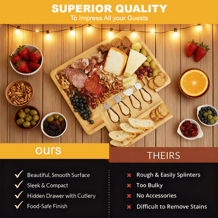 Bamboo Cheese Board & Knife Set - Image 8
