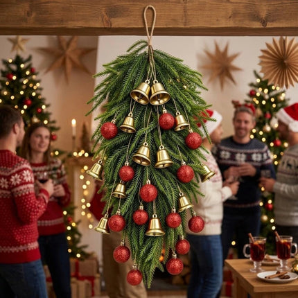 Glitter Baubles Artificial Pine Christmas Hanging Entryway