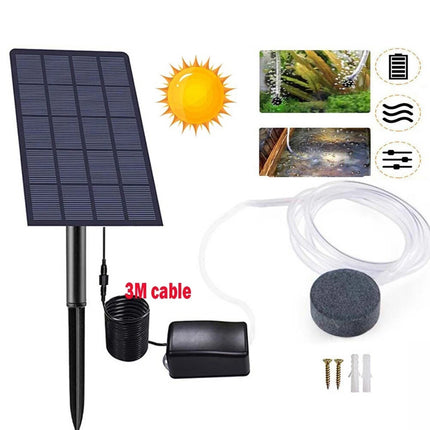 1 PCS Solar oxygen pump(1xAir Stone) Outdoor Solar Oxygenator Aquarium Pond Fish Tank Aerator Air Pump Oxygen Stone