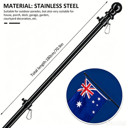 1.8M Telescoping Flag Pole Kit for House Stainless Steel Flag Pole Holder