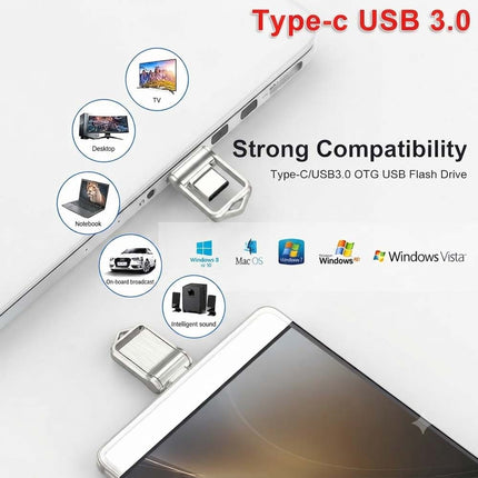 128GB USB 3.0 Type C Memory Stick Otg Flash Drive for Android Samsung Silver