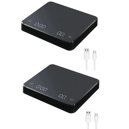 2x Digital Coffee Scale Timer Espresso USB High Precision Measures Kitchen Scale