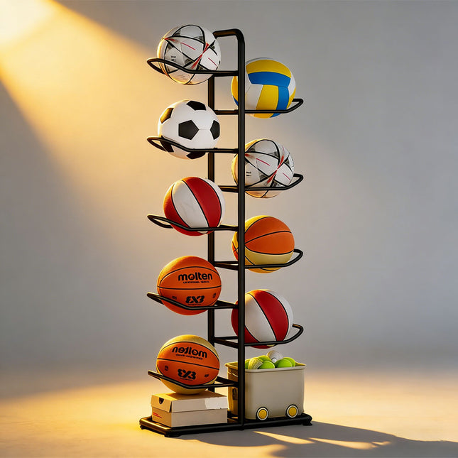 Ball  Rack Basketball Holder Garage Sports Organizer 9-Ball Display Stand