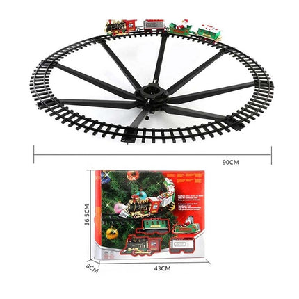 Battery Operated Toy Train With Light & Sound Around Christmas Tree Track Set Steam Train