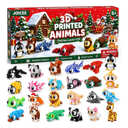 Christmas Countdown Calendar 3D Printed Flexible Animal Toys Gifts