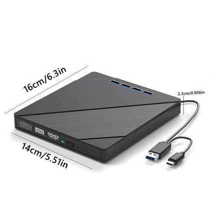 7-in-1 Slim External CD DVD Drive USB 3.0 Reader Writer Burner Player For Laptop